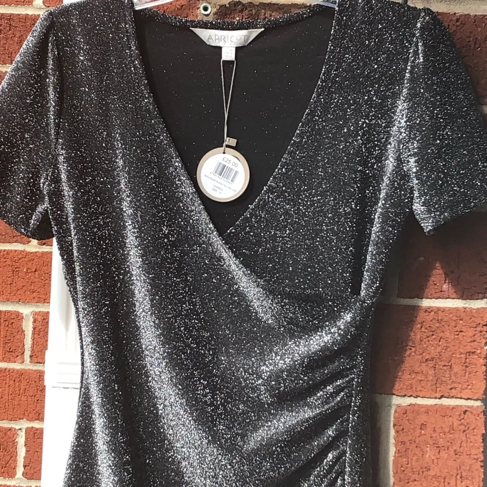 APRICOT Black Shimmer Mini Dress —#063 - Picture 11 of 15